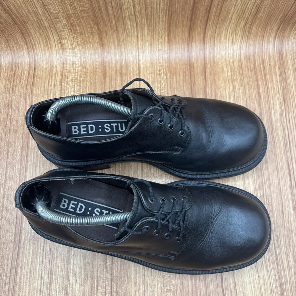 Bed Stu 90's Leather Oxford‎ Shoes Mens Black Size 10 Chunky Derby Lace Up